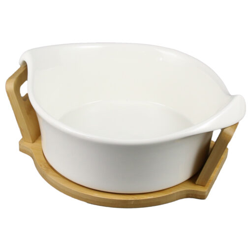 Fructiera din ceramica cu suport bambus 28x23 CM