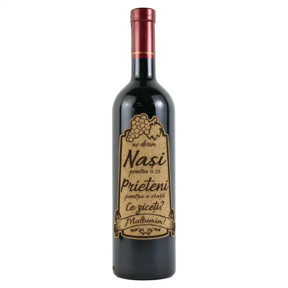 Vin rosu 750 ml "Nasi pentru o zi...." cu eticheta personalizata din pluta Vin rosu 750 ml "Nasi pentru o zi...." cu eticheta personalizata din pluta