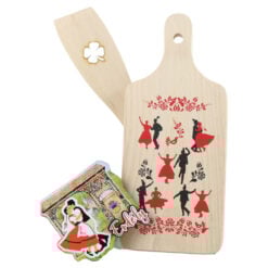 Set ustensile bucatarie din lemn cu magnet frigider "I love Romania"