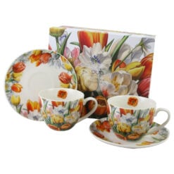 Set 2 cesti espresso cu farfurii