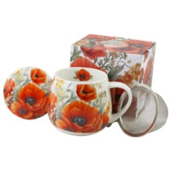 Cana portelan cu infuzor metalic si capac 430 ml