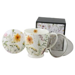 Cana portelan cu infuzor metalic si capac 510 ml