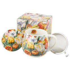Cana portelan cu infuzor metalic si capac 430 ml