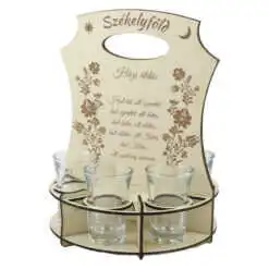 Set 6 pahare shot "Szekelyfold" cu suport din lemn