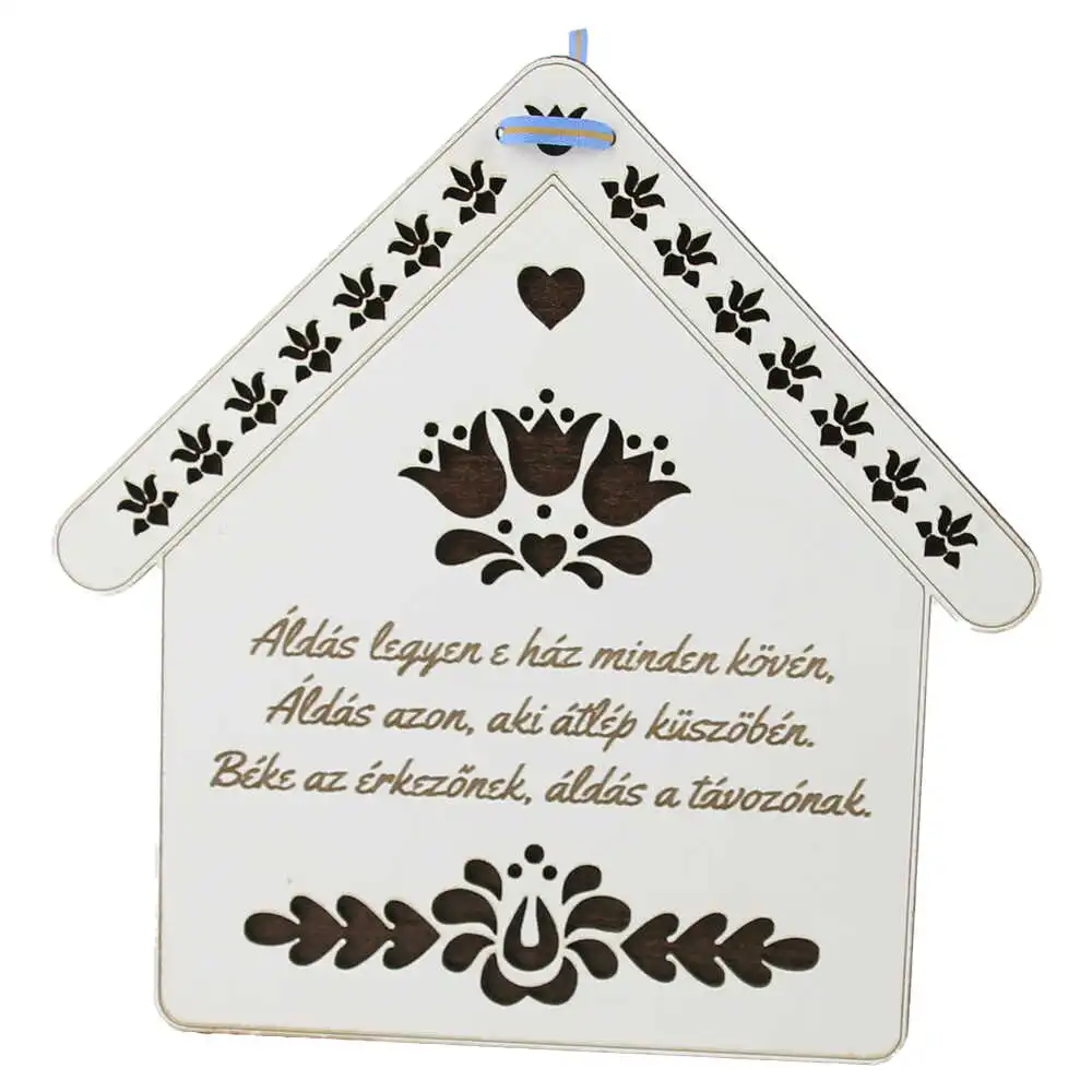 Decor usa din lemn Casuta "Aldas legyen e haz minden koven"