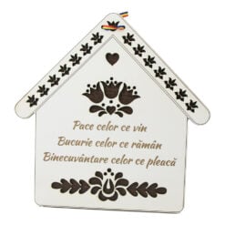 Decor usa din lemn Casuta "Pace celor ce vin..."