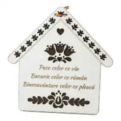 Decor usa din lemn Casuta "Pace celor ce vin..."