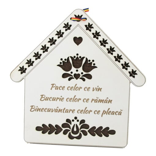 Decor usa din lemn Casuta "Pace celor ce vin..."