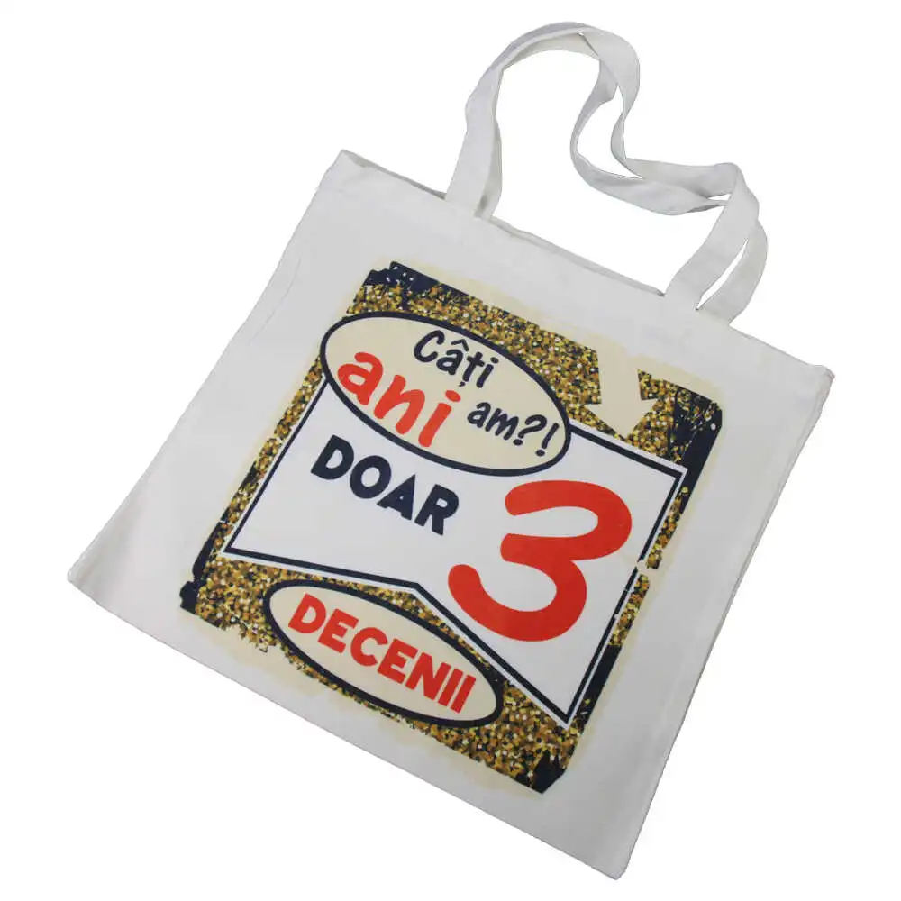 Sacosa textil "Cati ani am?! Doar 3 decenii"