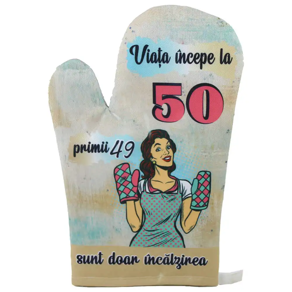 Manusa de bucatarie "Viata incepe la 50 ..." Manusa de bucatarie "Viata incepe la 50 ..."