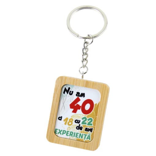 Breloc din bambus "Nu am 40..."