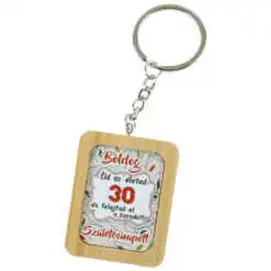 Breloc din bambus "Boldog 30. Szuletesnapot!" 4x5 CM