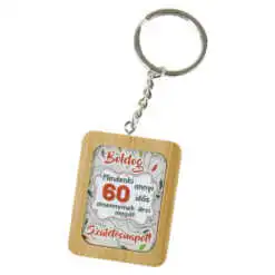 Breloc din bambus "Boldog 60. Szuletesnapot!" 4x5 CM