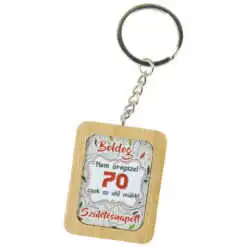 Breloc din bambus "Boldog 70. Szuletesnapot!" 4x5 CM