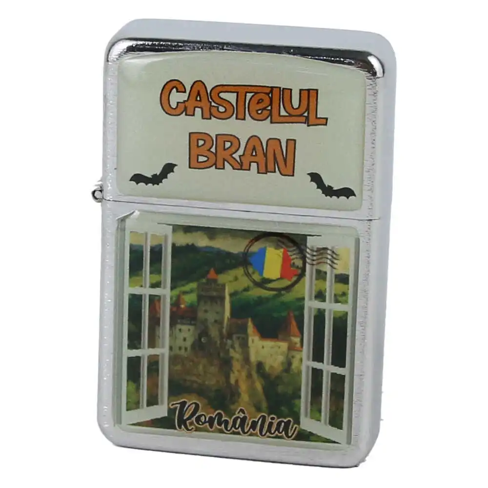 Bricheta metalica Castelul Bran 4 x 6 cm Bricheta metalica Castelul Bran 4 x 6 cm