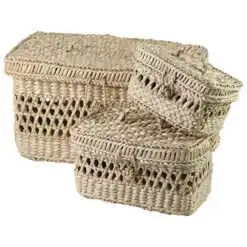 Set 3 Cutii depozitare din papura 35x18x19 CM