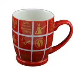 Cana realizata din ceramica - Design Coffee - Rosu - Diferite modele (Tip 2)