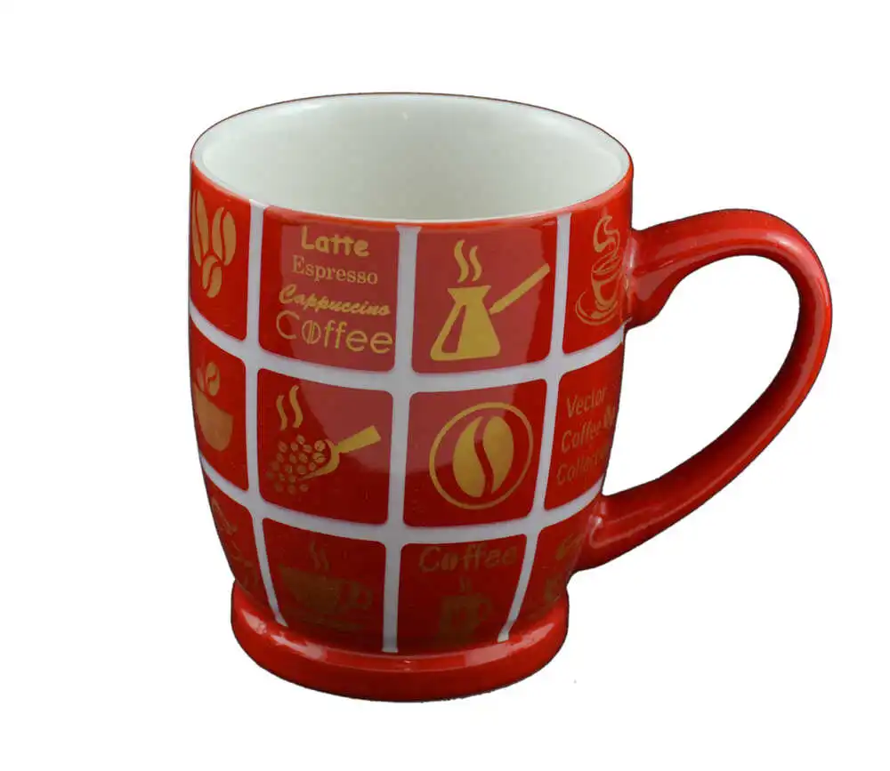 Cana realizata din ceramica - Design Coffee - Rosu - Diferite modele (Tip 2) Cana realizata din ceramica - Design Coffee - Rosu - Diferite modele (Tip 2)