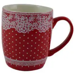 Cana realizata din ceramica - Design cu buline si dantela - Diverse modele