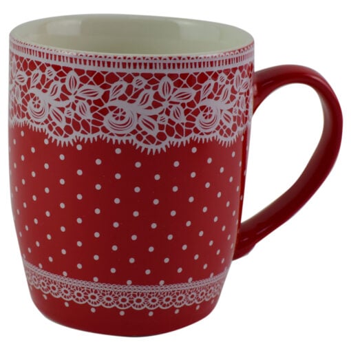 Cana realizata din ceramica - Design cu buline si dantela - Diverse modele