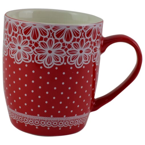 Cana realizata din ceramica - Design cu buline si dantela - Diverse modele