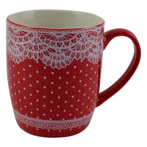 Cana realizata din ceramica - Design cu buline si dantela - Diverse modele