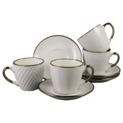 Set 4 cesti din portelan cu farfurii