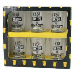 Set 6 pahare shot din "Iesti din zona de confort"