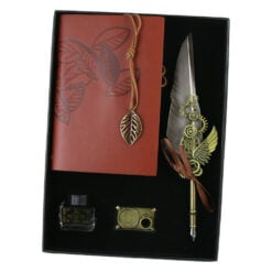 Set Pana de scris cu agenda Vintage - 4 piese