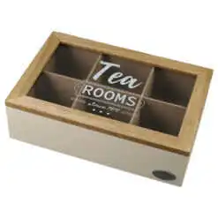 Cutie pentru plicuri de ceai 24x16x7 CM din lemn si sticla