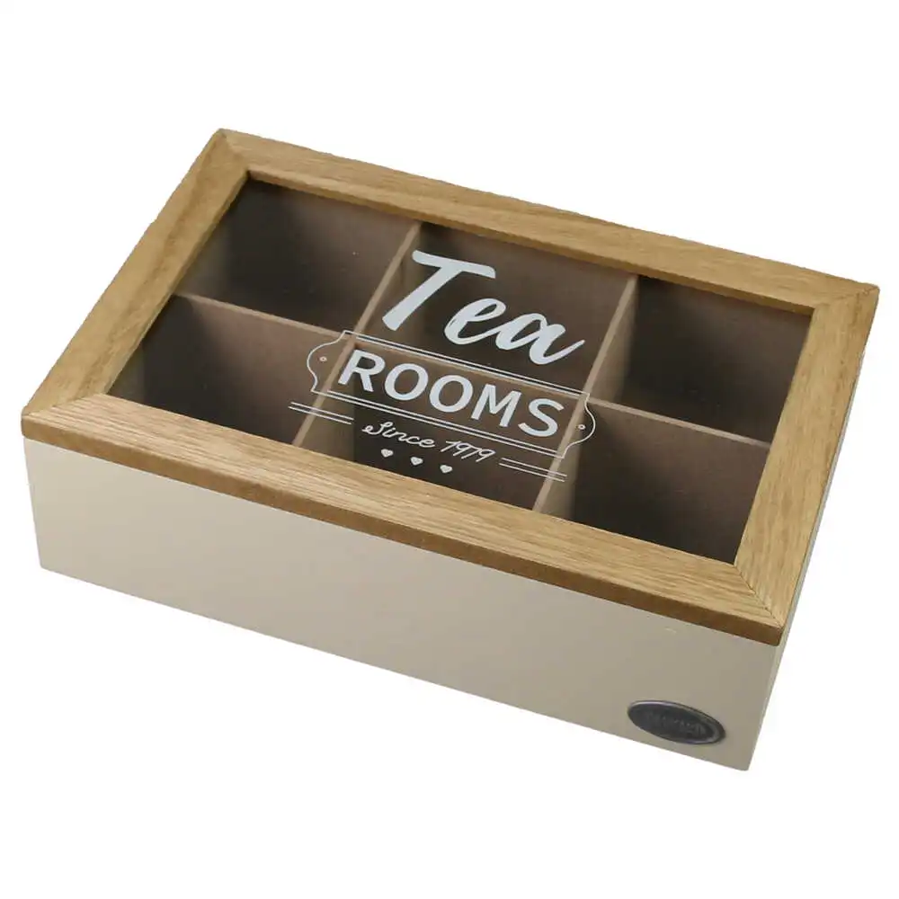 Cutie pentru plicuri de ceai 24x16x7 CM din lemn si sticla Cutie pentru plicuri de ceai 24x16x7 CM din lemn si sticla