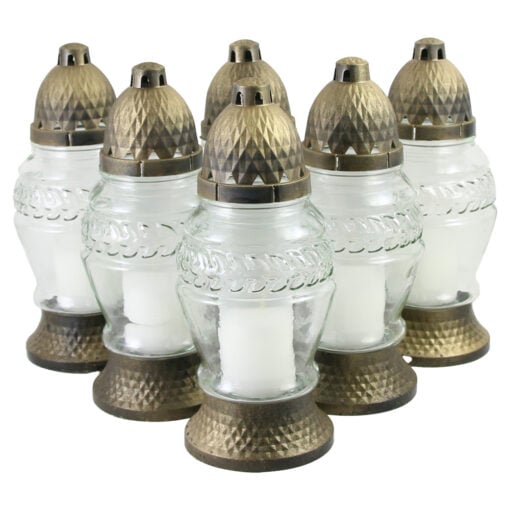 Set 6 candela din sticla cu capac 25 CM