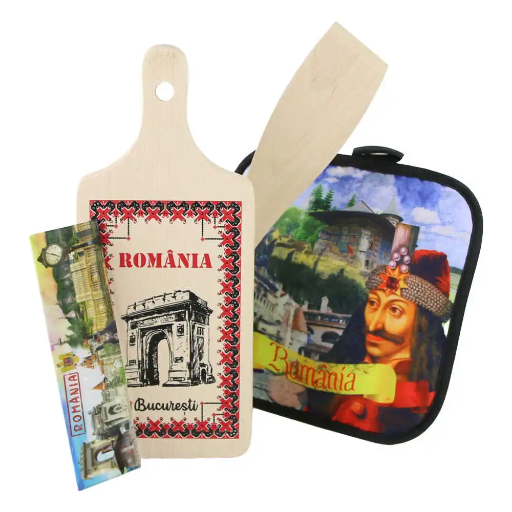 Set ustensile bucatarie cu magnet frigider "Romania/Bucuresti" Set ustensile bucatarie cu magnet frigider "Romania/Bucuresti"