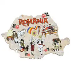 Magnet frigider din lemn "Romania" 9x6 CM