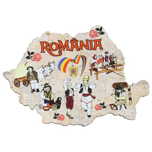 Magnet frigider din lemn "Romania" 9x6 CM
