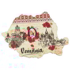 Magnet frigider din lemn "Romania" 9x6 CM