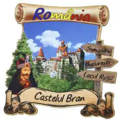 Magnet frigider din lemn "Castelul Bran" 8x8 CM