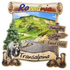 Magnet frigider din lemn "Transalpina" 8x8 CM