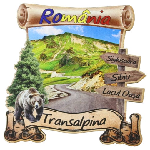 Magnet frigider din lemn "Transalpina" 8x8 CM