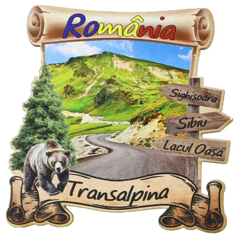 Magnet frigider din lemn "Transalpina" 8x8 CM Magnet frigider din lemn "Transalpina" 8x8 CM