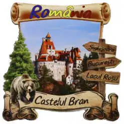 Magnet frigider din lemn "Castelul Bran" 8x8 CM