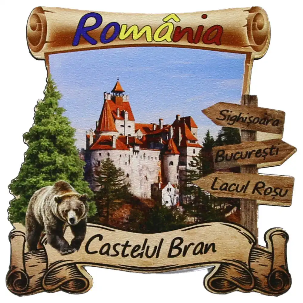 Magnet frigider din lemn "Castelul Bran" 8x8 CM Magnet frigider din lemn "Castelul Bran" 8x8 CM