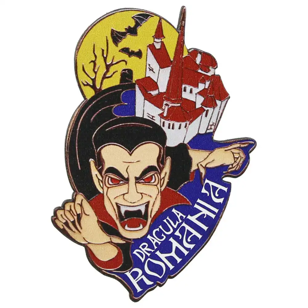 Magnet frigider din lemn "Dracula/Romania" 9x6 CM Magnet frigider din lemn "Dracula/Romania" 9x6 CM