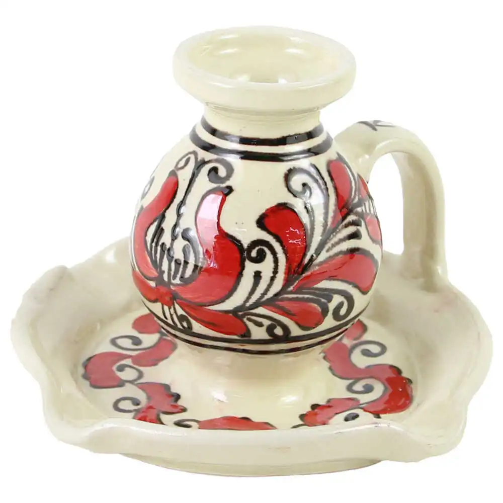 Sfesnic din ceramica de Corund cu motive traditionale Sfesnic din ceramica de Corund cu motive traditionale