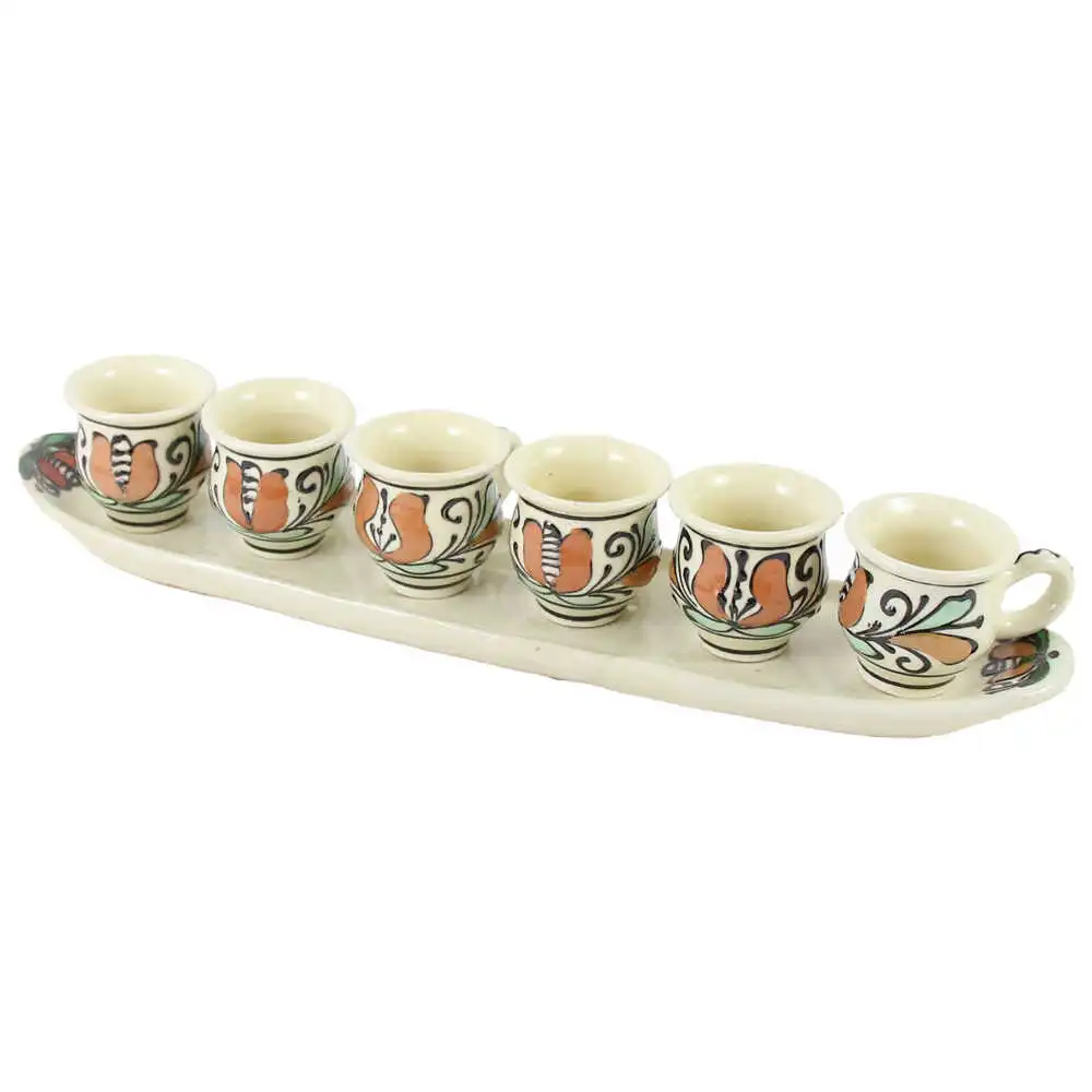 Set 6 cesti de tuica cu tava Set 6 cesti de tuica cu tava