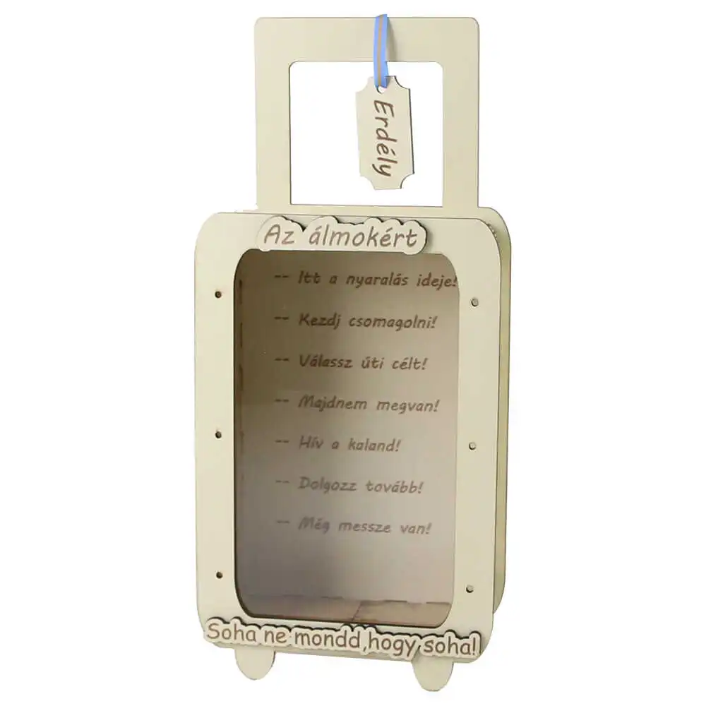 Pusculita din lemn "Erdely/Az almokert..." 13x29 CM Pusculita din lemn "Erdely/Az almokert..." 13x29 CM