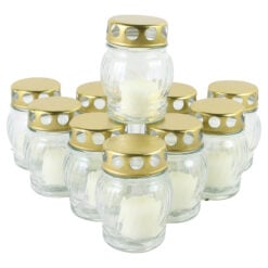 Set 10 candela din sticla cu capac 10 CM