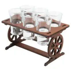 Suport lemn Masa cu 6 pahare tarie