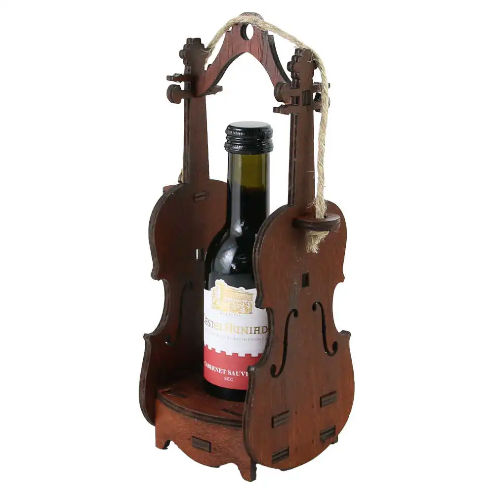 Suport din lemn Vioara cu o sticla de vin Suport din lemn Vioara cu o sticla de vin