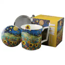 Cana portelan cu infuzor metalic si capac 450 ml